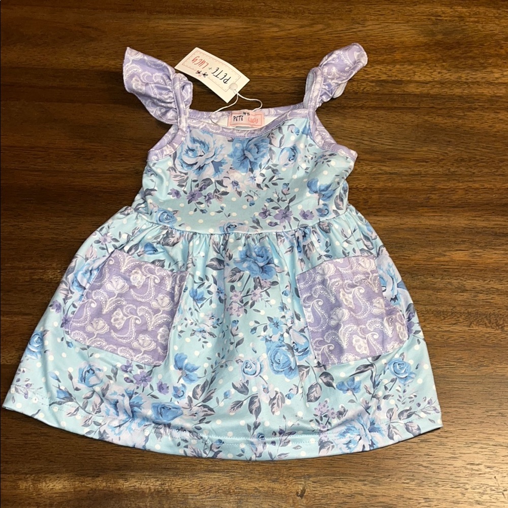 New Pete+Lucy 0-6m Floral Blue and Purple Dress